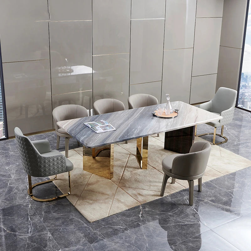 Italian Design Dining Table Modern Luxury Wood Or New Household Marble Rectangular Dining Table Set