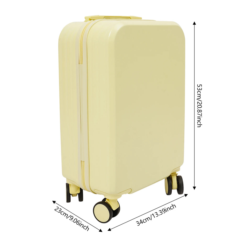 20" Carry On Luggage with Cup Holder USB Port Hard Top Handle Shell Rolling Travel Suitcase with Spinner Wheels