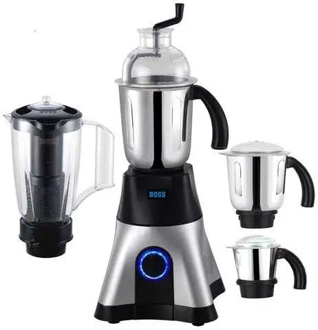 Cyclone 4-Jar Perfect Mixer Grinder Kitchen Grinding Genius 750 Watt Powerful Motor, 3 Variable Speed with Incher, 110V, Silver