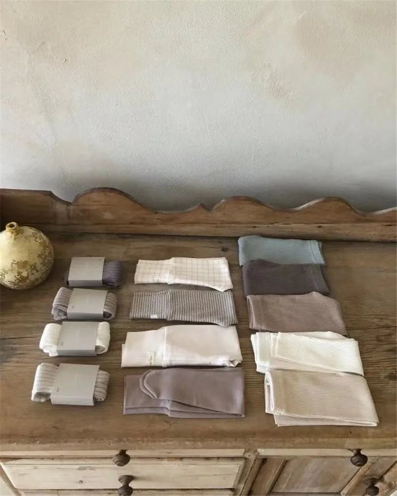 2024 New Baby Cotton Ribbed Leggings Solid Cotton Infant Stretch Pants Soft Comfortable Toddler Pants Kids Boys Girls Trousers
