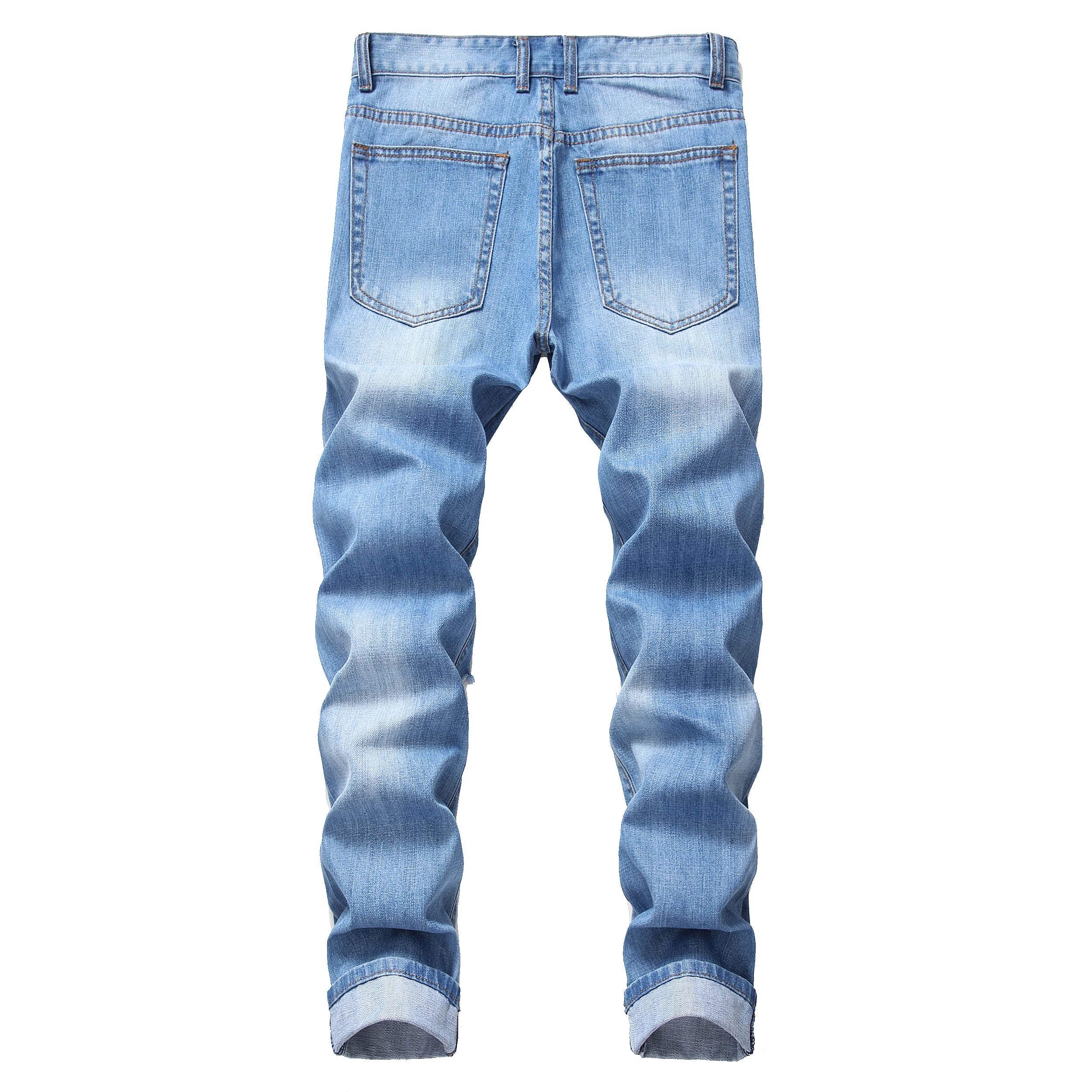 Men's Light Blue Jeans; Men's Fashionable Distressed Jeans; Party Suitable Jeans 305L