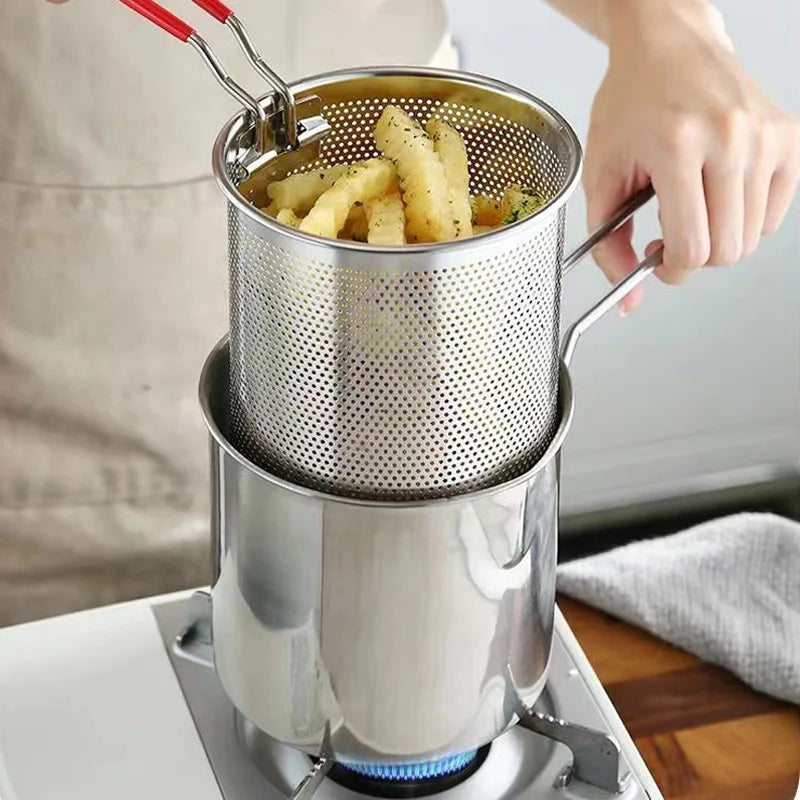 Cooking Pan With Filter Basket Stainless Steel Deep Fryer Multifunctional Small Pot Pasta Pot Kitchen Cooking Tools