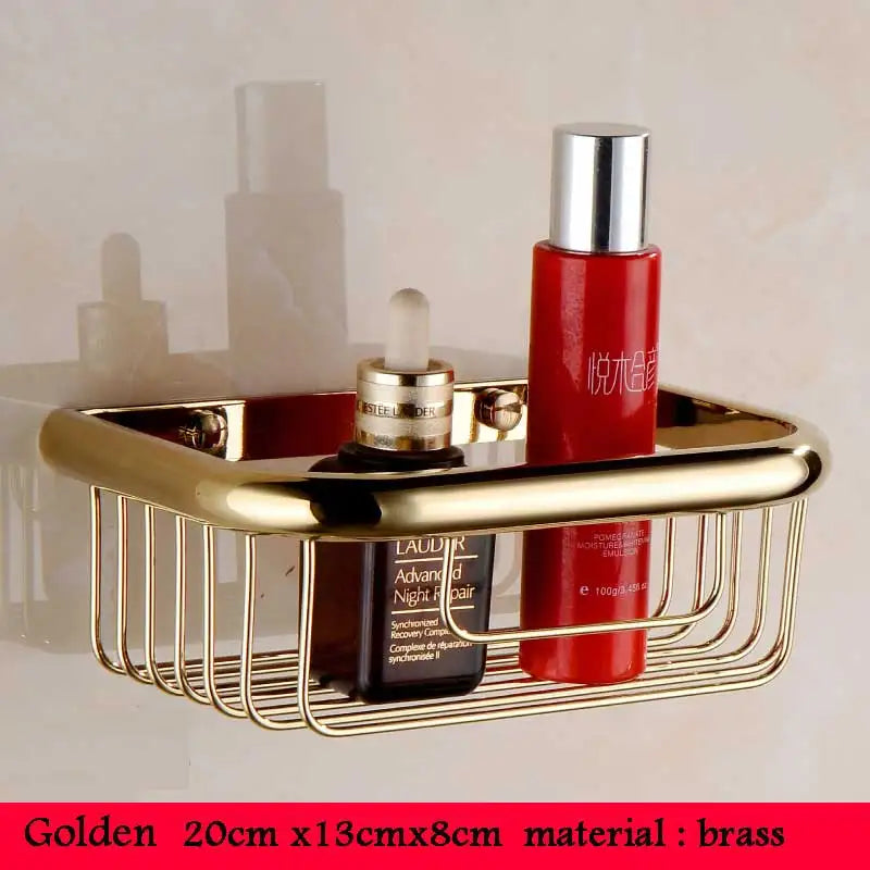 BAKALA Brass Bathroom Accessories Corner Shelf  Finished Wall Mounted Bath Shower Caddy Storage Holder BR-6716