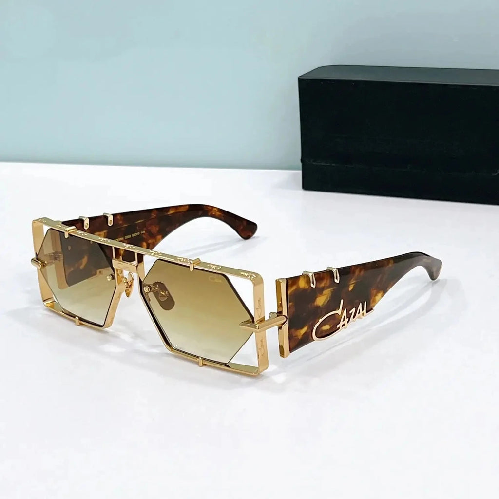 ORIGINALCAZAL MOD004 Top Quality Tortoiseshell Acetate Frame Retro Men Sunglasses Luxury Design Blue Lenses Women Couple Eyewear