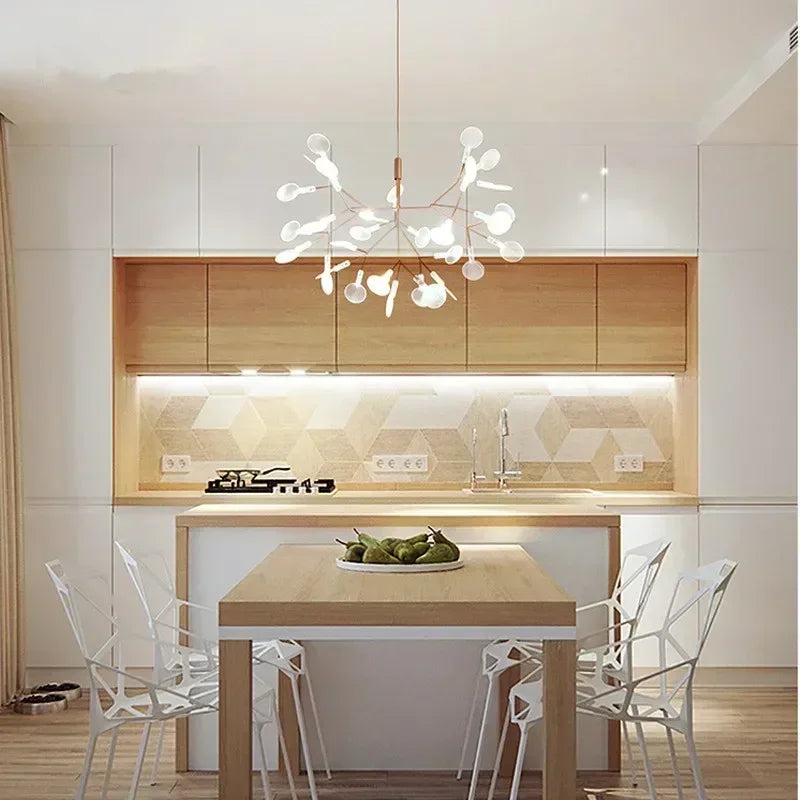 Nordic Circular Chandelier Living Room Kitchen Corridor Postmodern Tree Branch Design Firefly LED Pendant Light Led Lamp