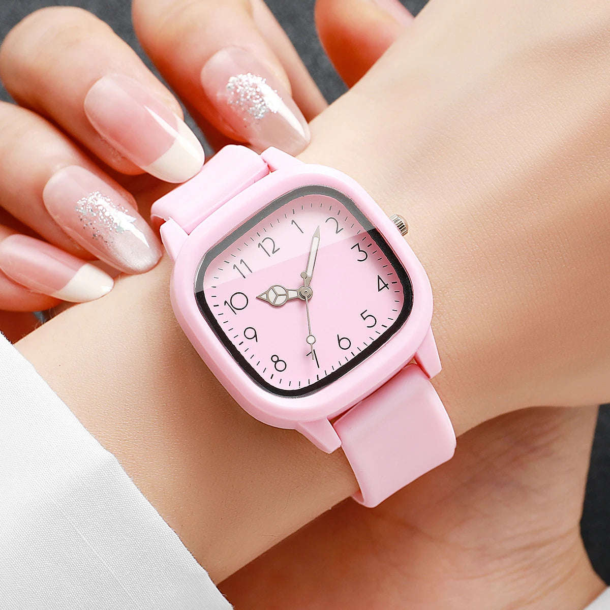 3PCS/Set Fashion Square Women Quartz Watches Casual Ladies Silicone Strap Wristwatch Girls Clock Reloj Mujer (Without Box)