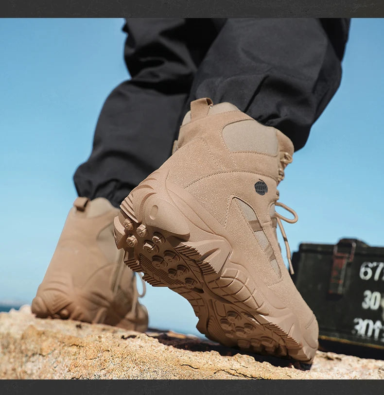 Hiking Men Shoes Mid-top Outdoor Comfortable Anti-slip Combat  Boots Men Shoes Thick-soled Sporty Keep Warm Casual Men Shoes