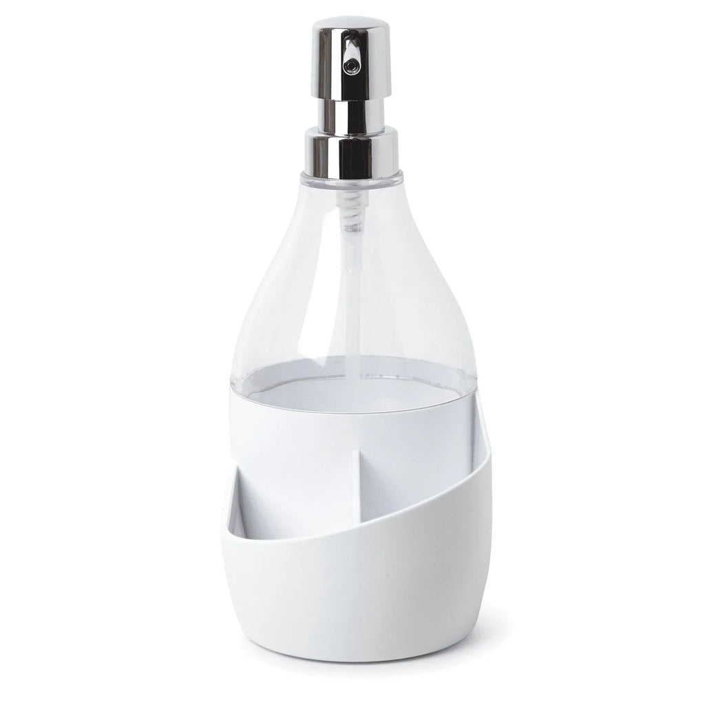 (3-Pack) Soap Dispenser and Sponge Holder, Soap Dispenser with Built-in Soap Dish, 17.1 oz (508 ml), Clear Finish