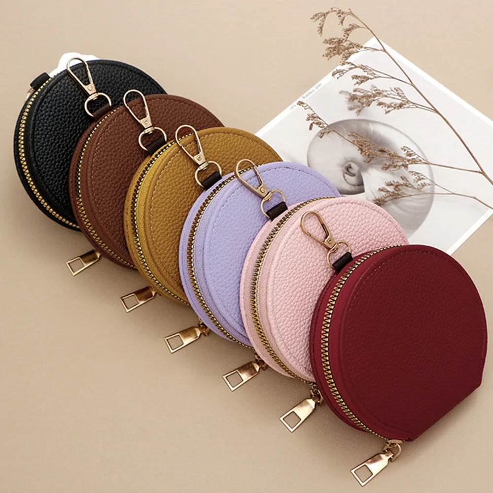 New High Quality Women's Zipper Wallet Portable Round Mini Card Bag Female Coin Pocket Key Bag Credit Card Holder Women's Purses