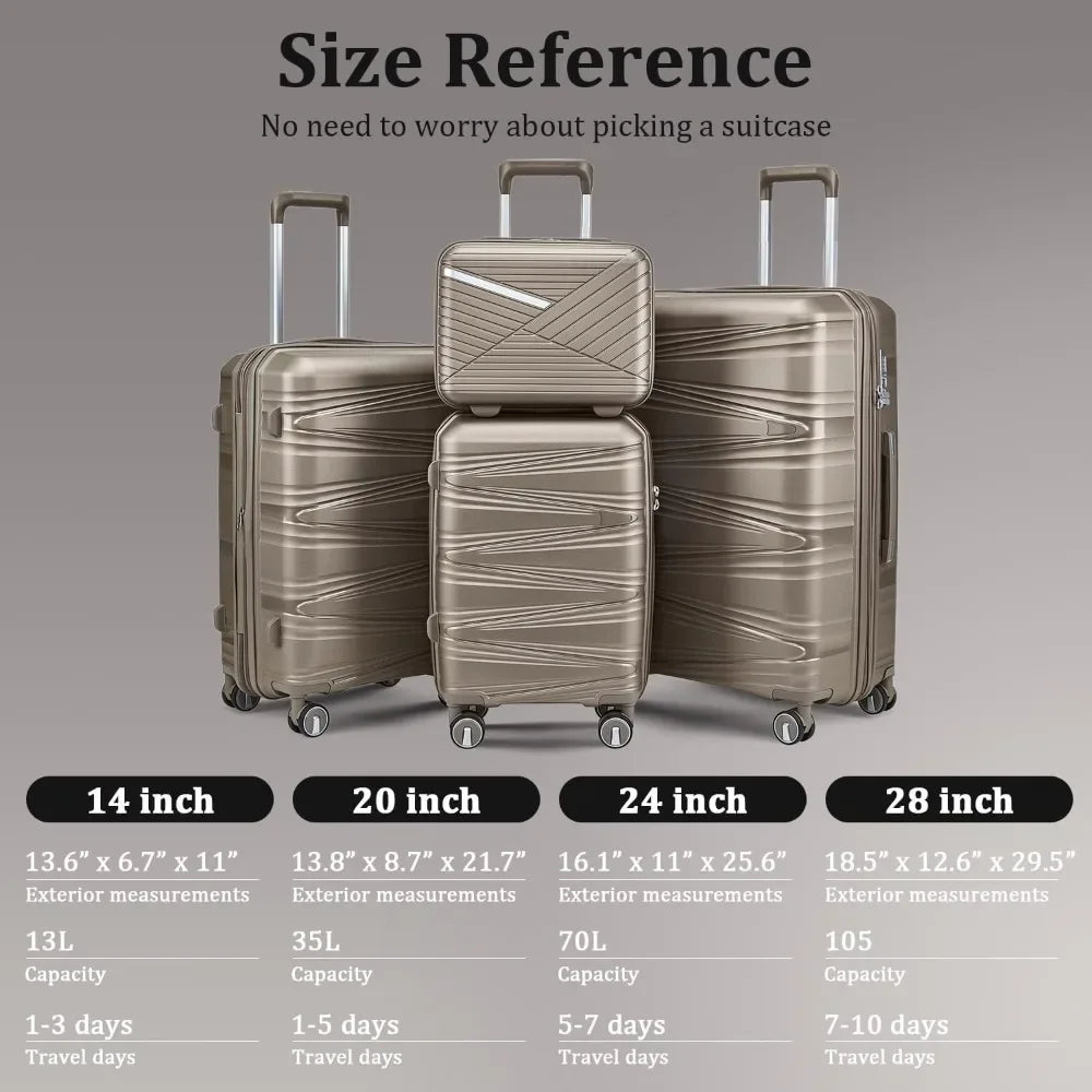 Luggage Set 4 Piece with Spinner Wheel, TSA Approved Expandable Hardshell Suitcase, Lightweight Travel Family Set for Men and Wo