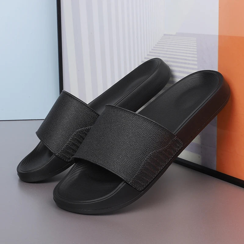 Men's EVA One-Strap Slide Sandals, Comfortable Anti-Slip Design, Sizes 39-46, Black & White, Perfect for Daily Use