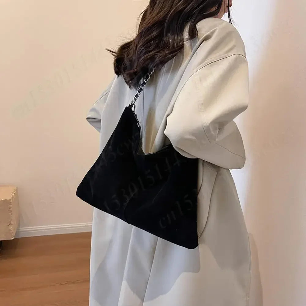 Women Suede Shoulder Bag with Inner Pocket Crossbody Purse Zipper Closure Hobo Bag Handbag Trendy Clutch Purse for Work Travel