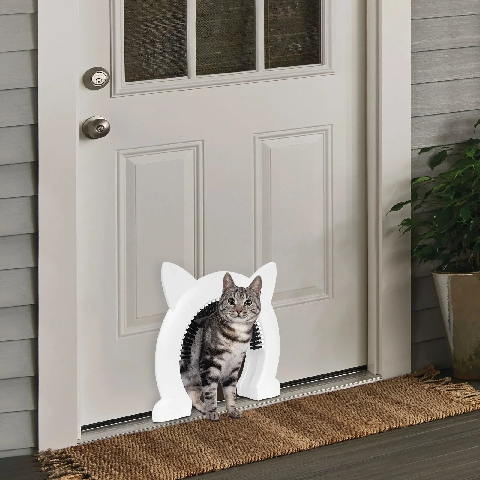 Large Cat Door Interior Door, Pet Doors For Cats, Kitties And Small Dogs For Mounting On Thick Doors And Walls (White)