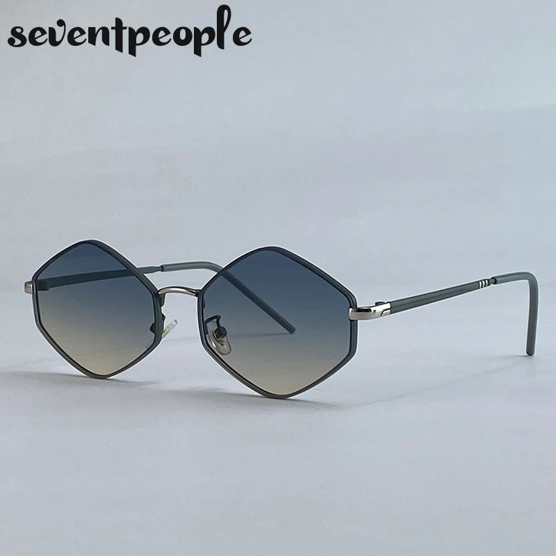 Small Frame Hexagon Punk Sunglasses Women 2025 Luxury Brand Classic Steampunk Polygon Sun Glasses For Ladies Vintage Shade UV400