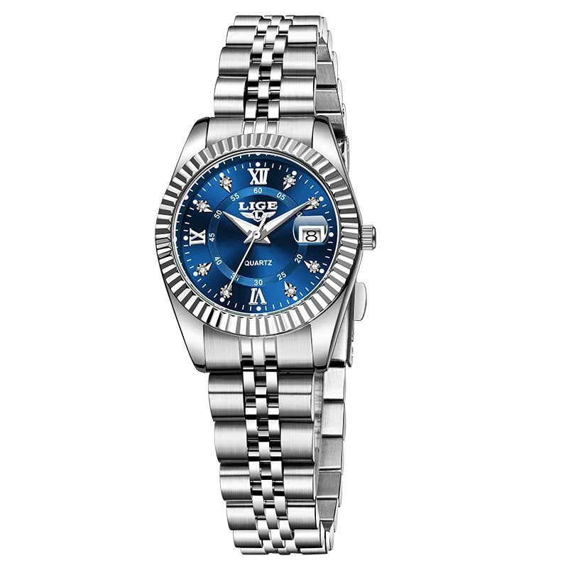 LIGE Top Luxury Watches For Women Vintage Fashion Ladies Watch Waterproof Date Stainless Quartz Wristwatches Reloj Mujer 2025