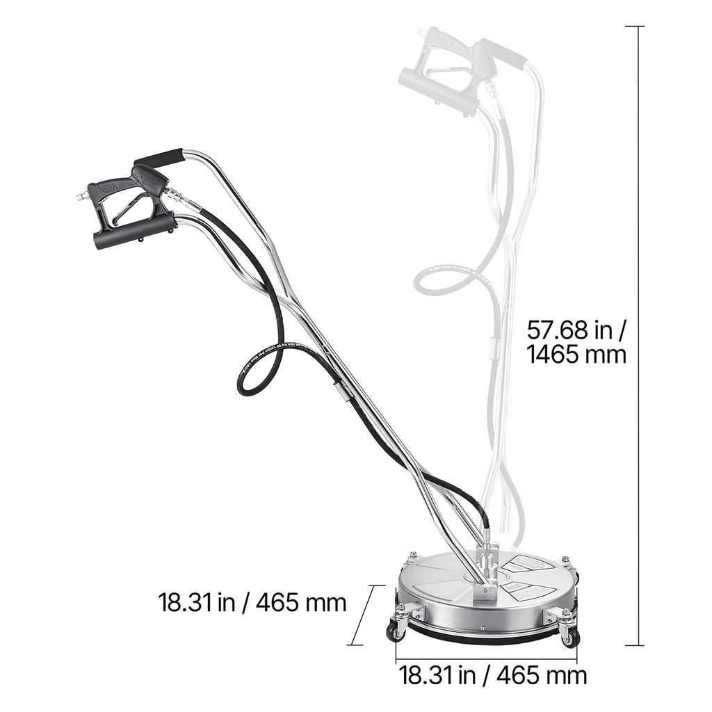 SucceBuy Pressure Washer Surface Cleaner PE/Stainless Steel Pressure Washer Attachments with 4 Wheels for Concrete Patio Deck