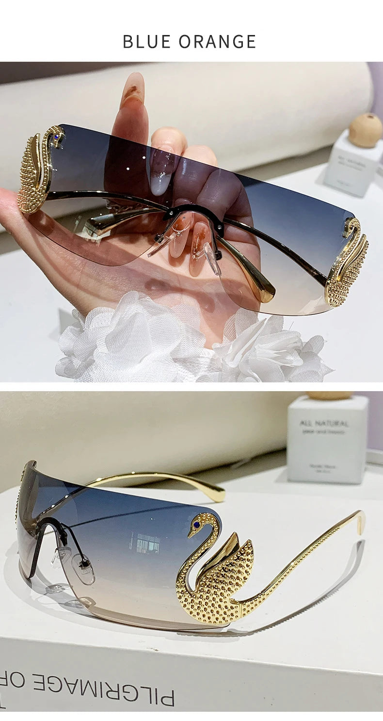 New trendy frameless cut edge integrated sunglasses for street photography, UV resistant sunglasses