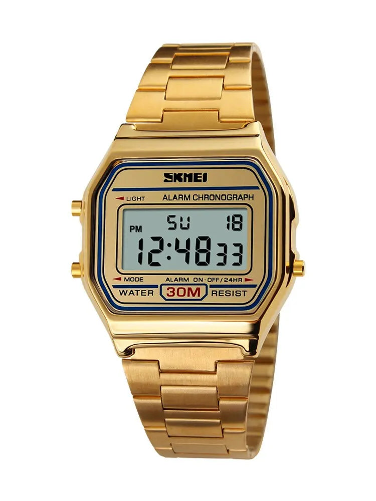SKMEI Digital Watch for Men Watch Luxury Stainless Steel Electron Waterproof Mens Wristwatches Clock 3Bar Waterproof Reloj Hombr
