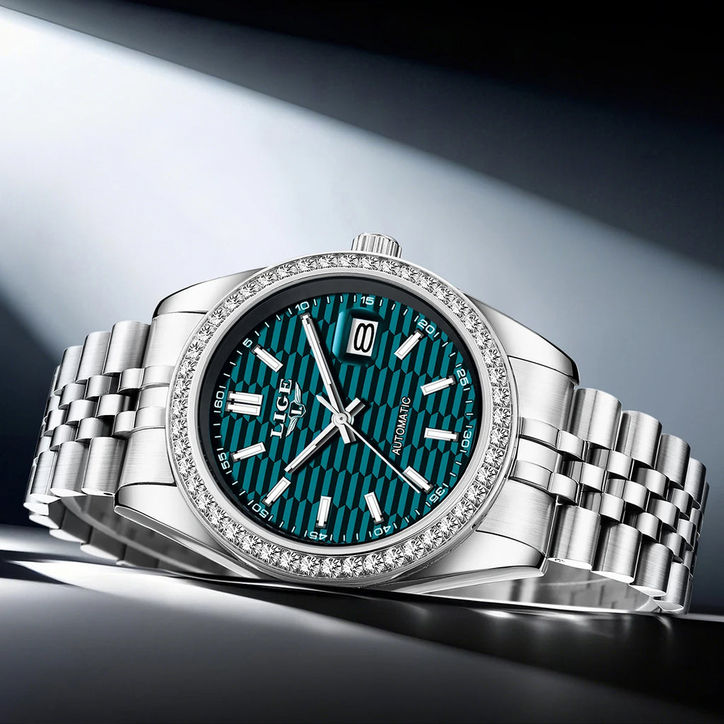 LIGE Top Luxury Men Mechanical Watches Waterproof Luminous Date Men Automatic Watch Male Sport Fashion Men's Watches+Box