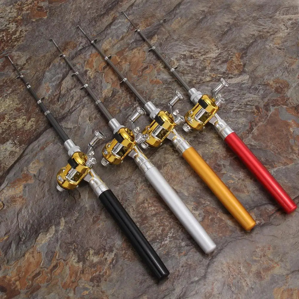 Fishing Rod Reel Combo Set Mini Telescopic Pocket Pen Fishing Rod Pole Pocket Fishing Rod Reel Full Kit Fishing Tool