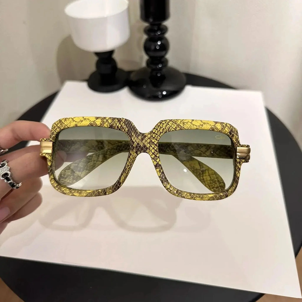 Original ACAZAL MOD6073 Stylish Top Quality Acetate+Leather Frame Men Sunglasses UV400 Clear Lens Business Women Couple Eyewear