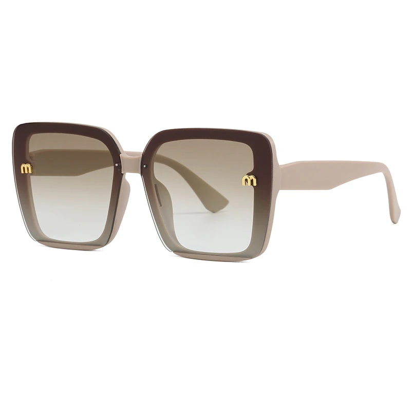 Brand Sunglasses Women's Square Classic Large Frame Fashion Men's Rectangular Letter Design Retro Sun Glasses UV400