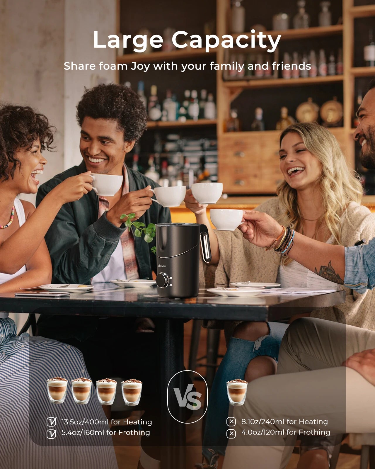 Electric Milk Frother 600ml Automatic Cold Hot Foam Maker for Coffee Latte Cappuccino Macchiato Hot Chocolate Kitchen Appliance