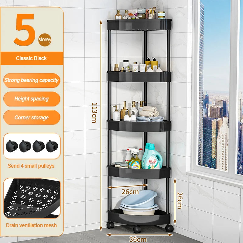 Bathroom Storage Cart With Wheels Kitchen Living Room Storage Rack High Load-Bearing Capacity Home Accessories