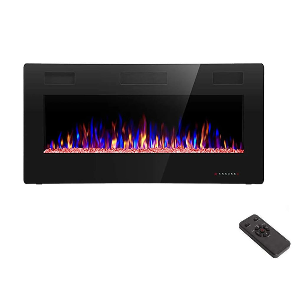 36inch Electric fireplace for wall mounting ultra thin low noise suitable for 2 x 4 and 2 x 6 bolts remote control with timer