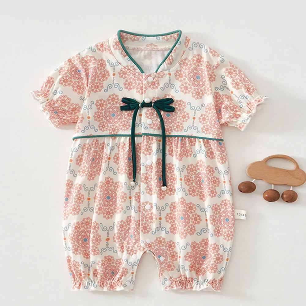 Baby Boys Clothes Summer 100% Cotton Newborn Onesies 1st Birthday Infant Girl Romper Chinese Style Baby Jumpsuit Wholesale