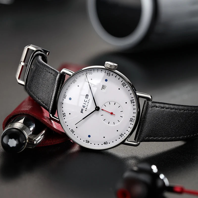 FEICE Men's Automatic Watch  Classic Bauhaus Mechanical Watch Curved Mirror Waterproof Casual Dress Watches FM506
