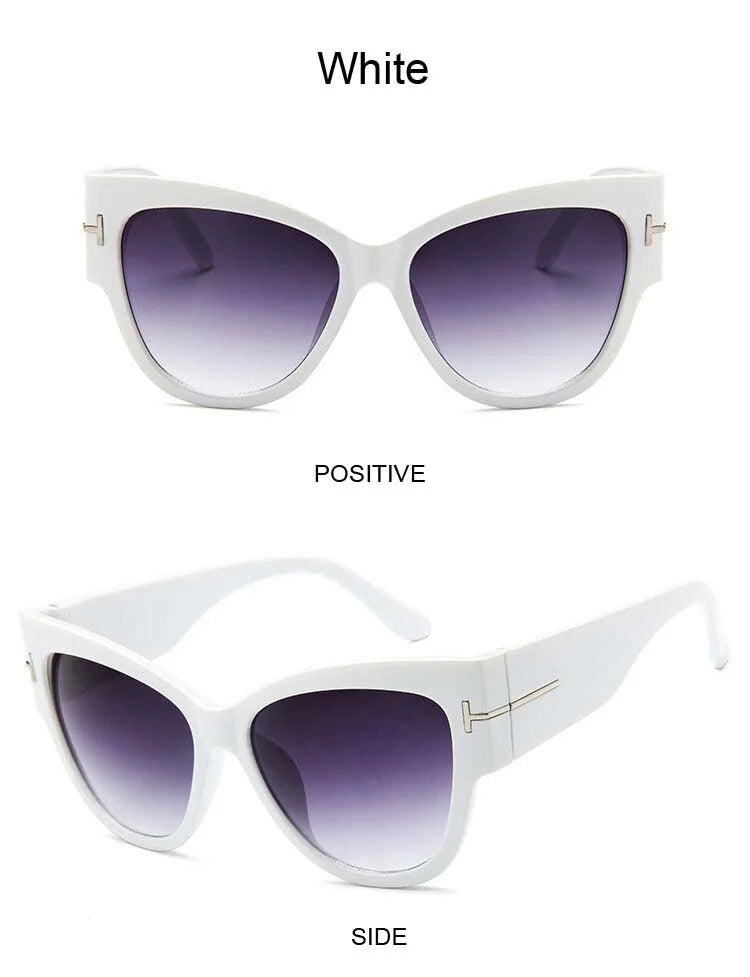 Women Sunglasses  New Fashion Brand Designer Cat Eye Female Gradient Points Sun Glasses Big UV400
