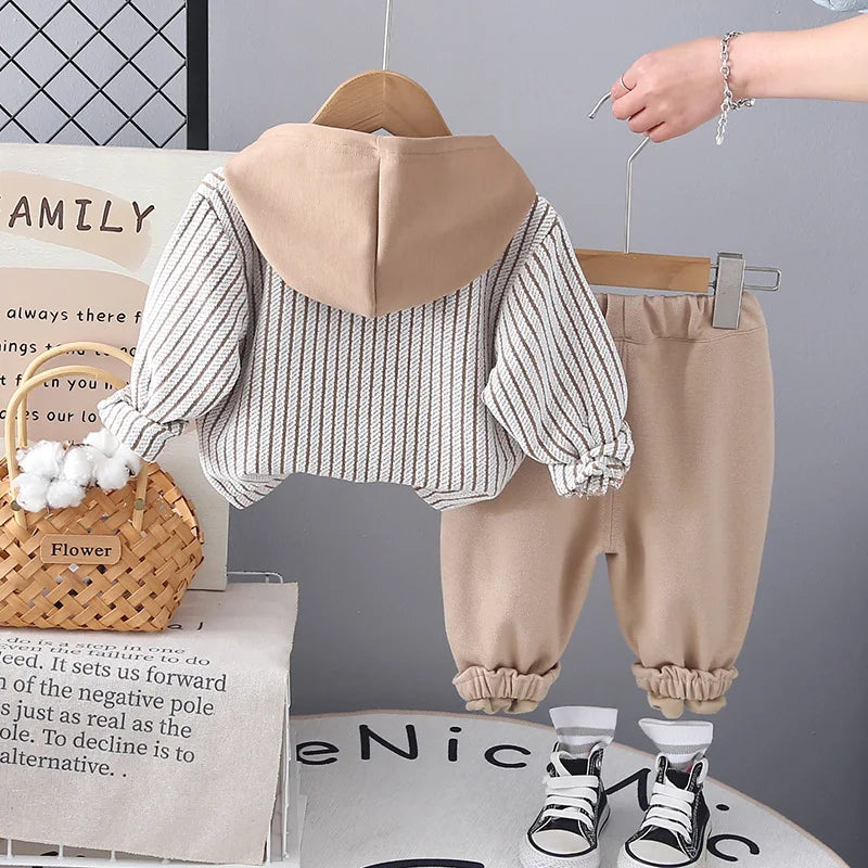 Spring Autumn toddler Baby Boys' Clothes Outfits Sets Casual Hooded Striped Coat+Pants Suits for infant boys Clothing baby Sets