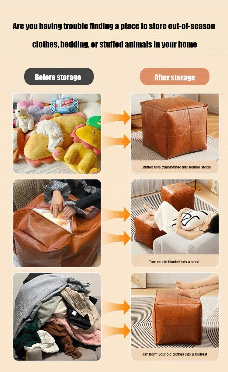 Living Room Sofa Collection Short Stool Idle Clothes DIY Lazy Sofa Household Sitting Pier Bay Window Stool Clothes Storage Bag