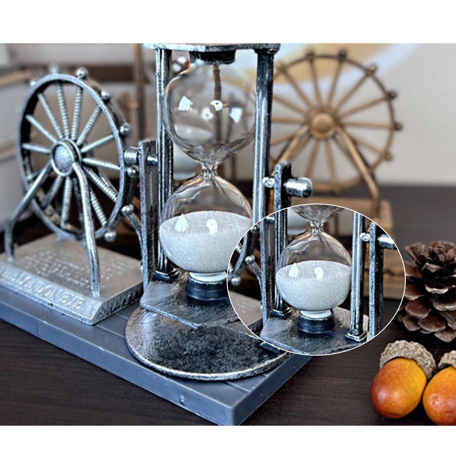 Vintage Ferris Wheel Statue Hourglass Sand Clock Retro Desk Timer Decor for Living Room Bedroom Decor