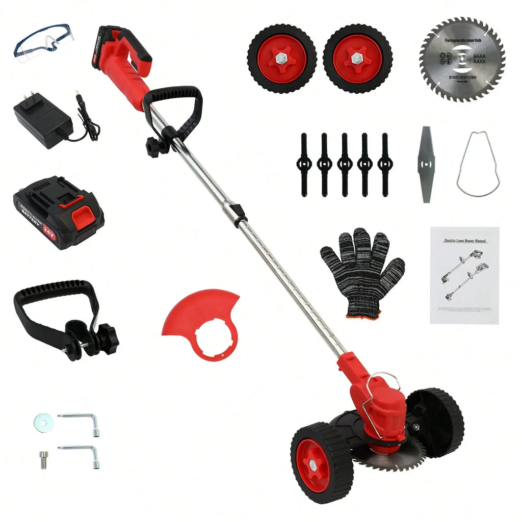 21V 650W Cordless String Trimmer Electric Weed Wacker Lawn Grass Edger Brush Cutter with 2 Batteries & Adjustable Handle
