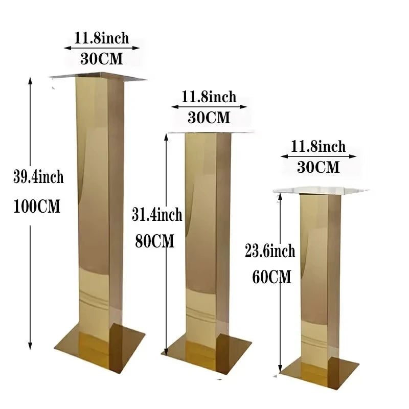 Metal Vase Wedding Table Centerpieces Stainless Steel Columnar Flower Stands Road Guide Christmas Party Hotel Decoration