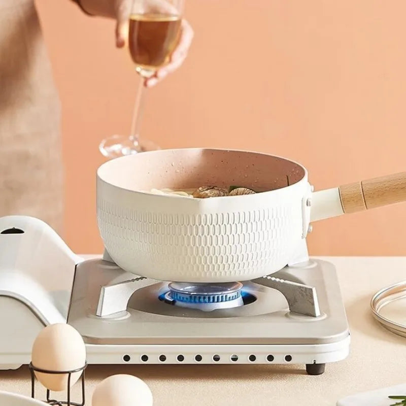 1pc Blue/Green/White Non Stick Pan Milk Pot Baby Food Pot Snow Pan Frying And Boiling Integrated Induction Cooker Gas Universal