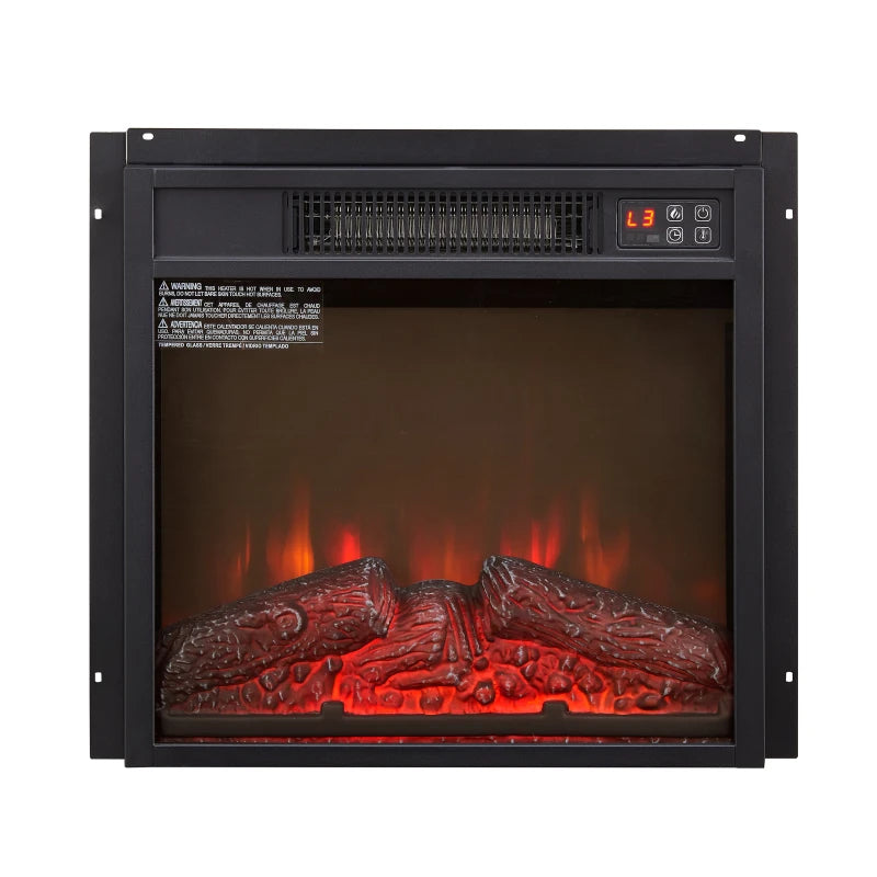 Electric Fireplace Insert 18 1400W 120V ,Equipped with remote control, ultra thin heater with log set & realistic flame - BLACK