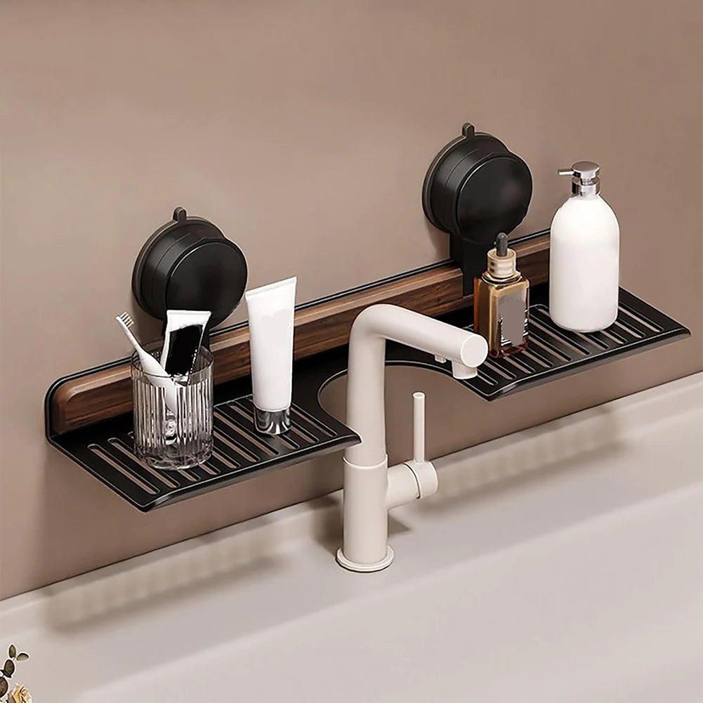 Faucet Organizer Rack No Drilling Wall Mounted Sink Shelf Heavy Duty Storage Rack Bathroom Accessories