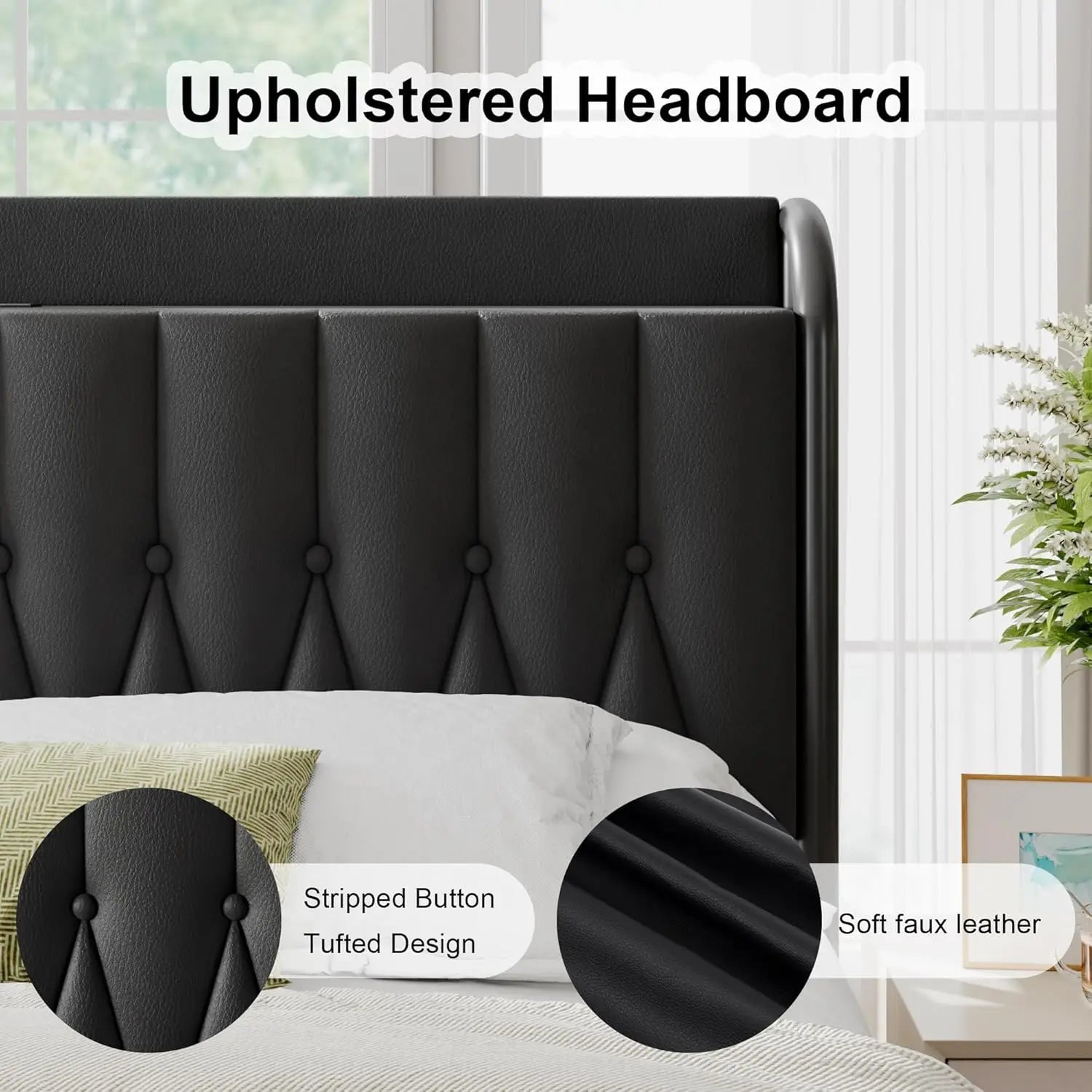 full-king Size Bed Frame with Fast Charging Station, 12" Underbed Storage Space, Easy Assembly, Noise-Free, Queen Bed Frame