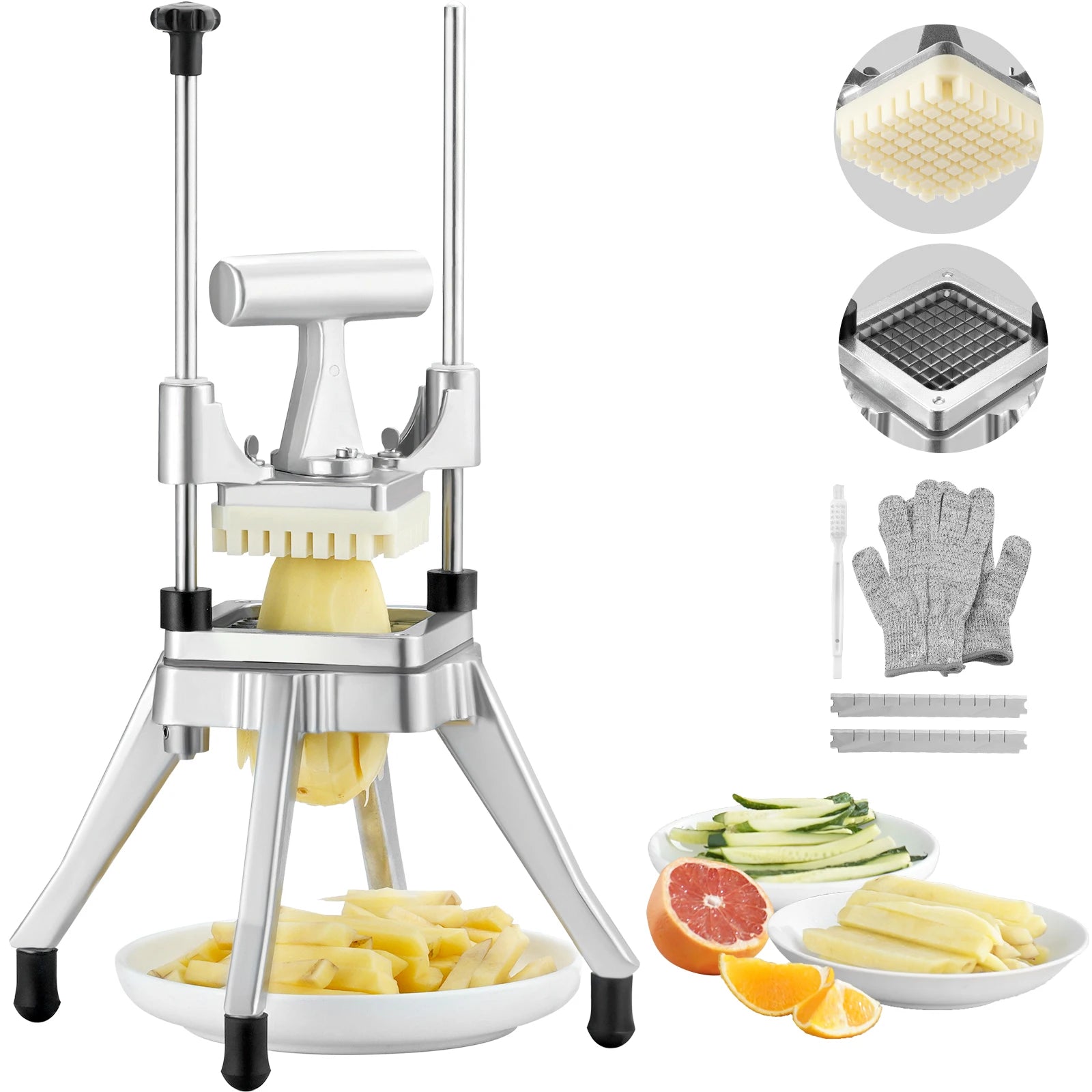 SucceBuy 3/8 1/4 Inch Manual Fruit Vegetable Dicer Cutter Commercial Food Cutter Stainless Steel Slicer for Restaurant Kitchen