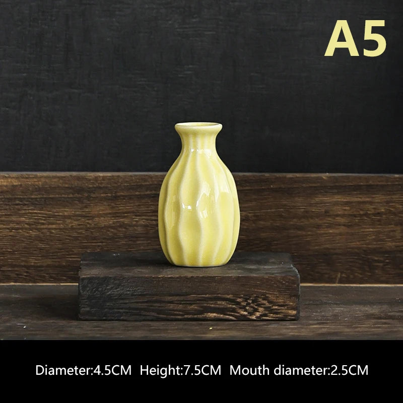 Ins Ceramics Flower Vase Nordic Hydroponics Vases Creative Room Decor Mini Flower Plant Bottle Pots Table Ornament Colorful Vase