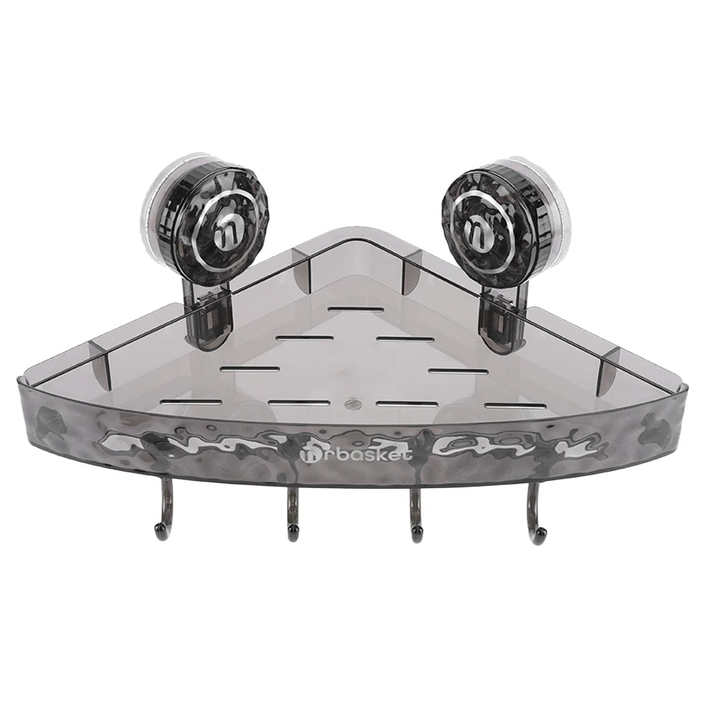 Bathroom Shower Shelf Storage Basket with 4 Hooks Wall Mounted Organizer for Shampoo Conditioner Waterproof for Bathroom Storage