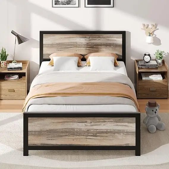 Catrimown Queen Bed Frame with Headboard, Metal Bed Frame Queen Size, Heavy Duty Metal Platform Bed Frame, Under Bed Storage, No