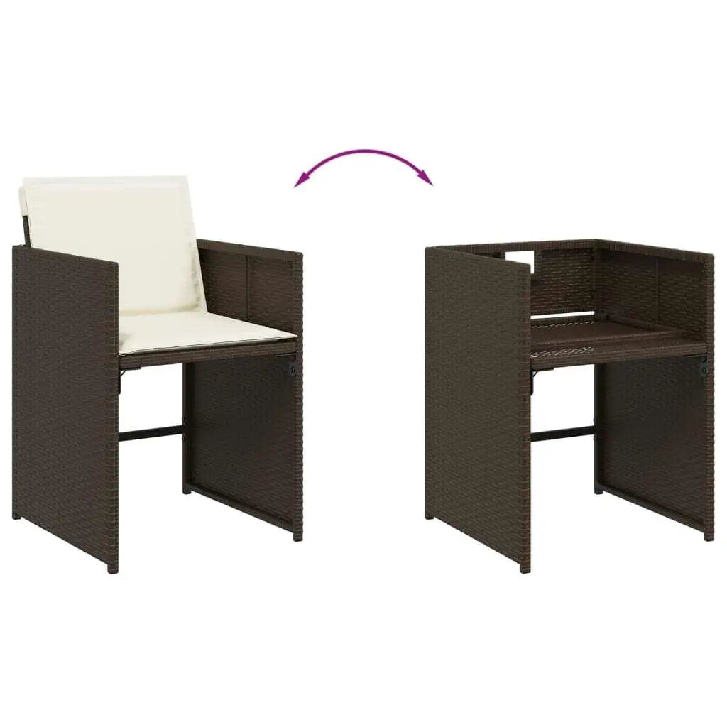 8 Seater Foldable Patio Dining Set Brown PE Rattan Outdoor Furniture Garden Table and Chairs