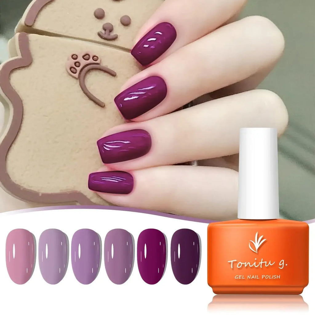 Gel Nail Polish Set 6 Colors, Glitter Golden, Silvery, Macaron, Red, Gel Set, Soak Off UV/LED,  for Salon Manicure and Home DIY