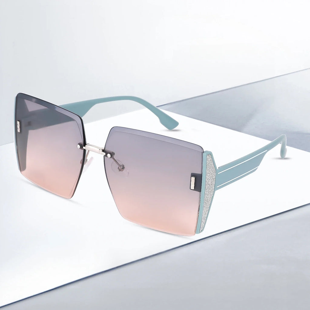 Women's Sun Glasses Vintage Square Sunglasses Woman Classic Retro Gradient Mirror Frameless Sun Glasses Female Fashion