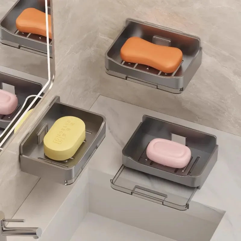 Modern bathroom wall mounted soap dish without water accumulation new balcony soap box household drain storage rack