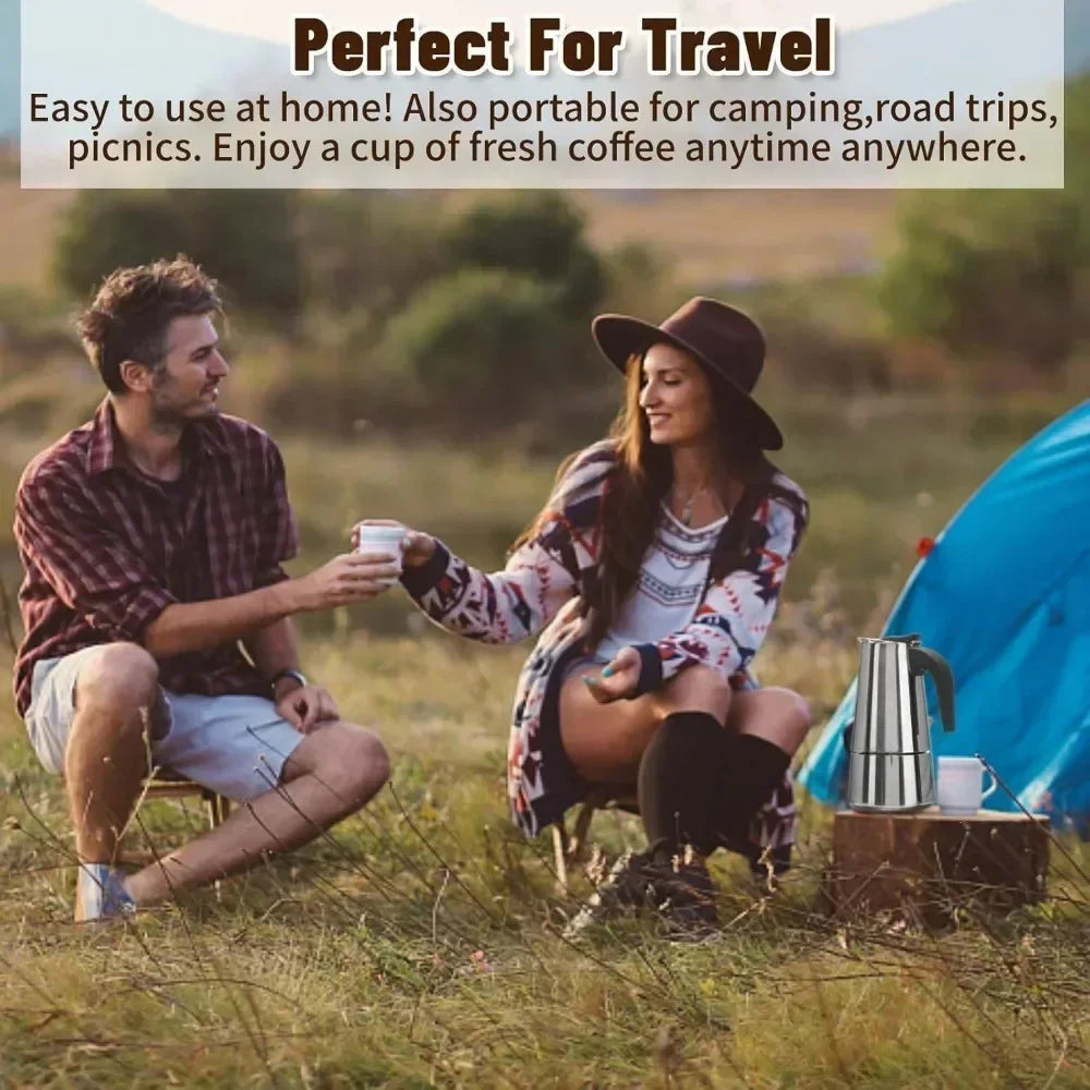 Coffee Maker Moka Pot,2/4/6 Cups Stainless Steel coffee Pot,Italian Coffee Machine Fit Induction Cookers Coffee Accessories